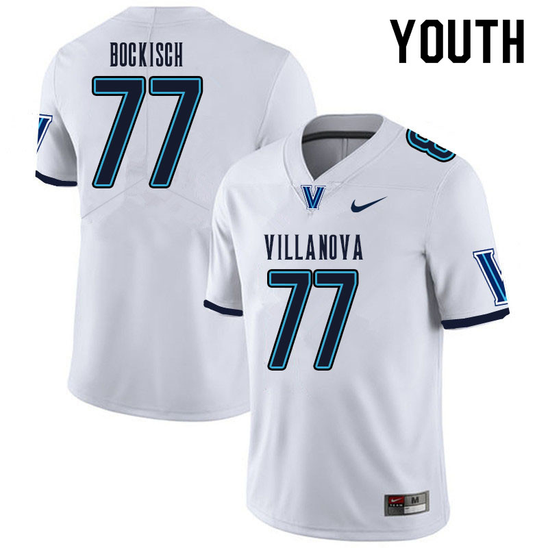 Youth #77 Erik Bockisch Villanova Wildcats College Football Jerseys Sale-White - Click Image to Close